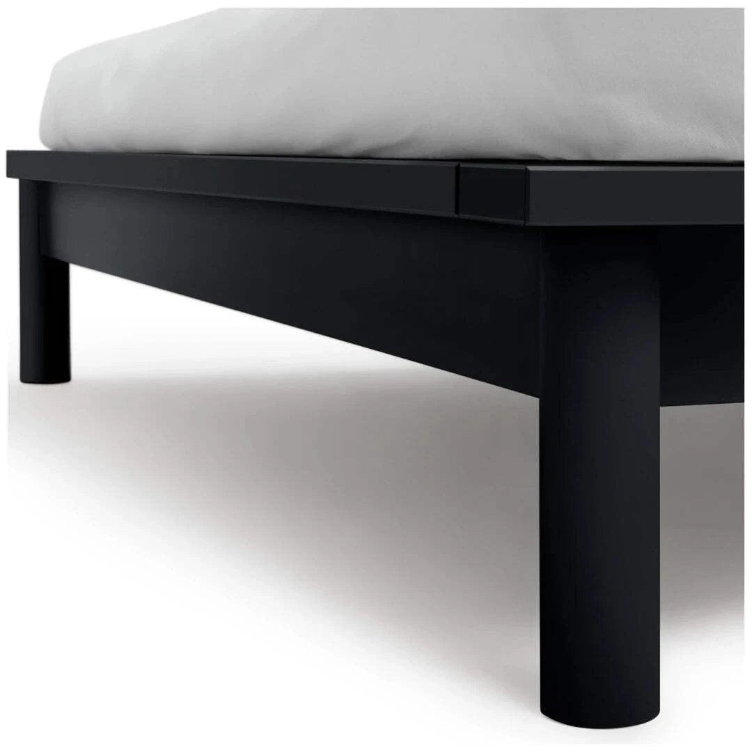 Akio Small Double Wooden Platform Bed Frame- Black | Japanese style bed frame