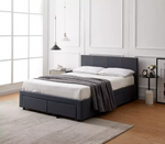 Heathdon 4 Drawer Kingsize Fabric Bed Frame- Grey