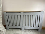 GFW Longslow Large Radiator Cover Grey & Oak | Home Heating Cover Cabinet 