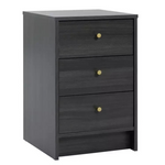 Malibu 3 Drawer Bedside Table - Black Oak Effect | Cupboard