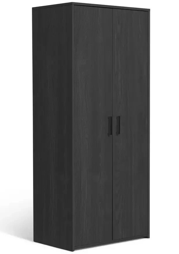 Home Oslo 2 Door Wardrobe Black Oak Effect | Bedroom Storage Wardrobe Furniture