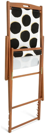 Habitat Folding Wooden Garden Deck Chair - Black & White | Outdoor Patio Lounger