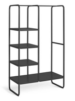 Lorelei Clothes Rail with Shelves Black | Open Wardrobe Storage Rack Furniture