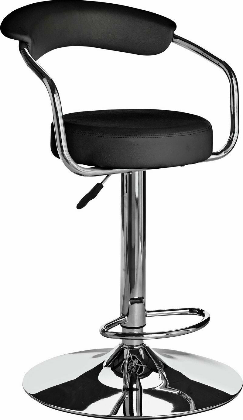 Executive Gas Lift Bar Stool with Back Rest - Black | Adjustable Kitchen Chair