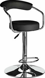 Executive Gas Lift Bar Stool with Back Rest - Black | Adjustable Kitchen Chair
