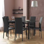 Home Lido Glass Extending Table & 6 Black Chairs | Modern Kitchen Dining Set