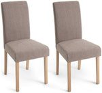 Pair of Midback Fabric Dining Chair - Brown | Upholstered Kitchen Furniture