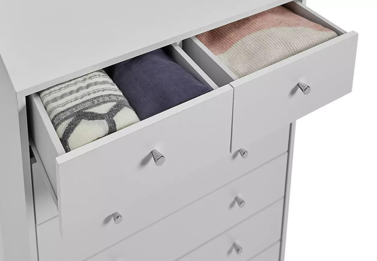 Malibu Modern 7 Drawer White Chest Of Drawers Storage Cabinet - For Bedroom