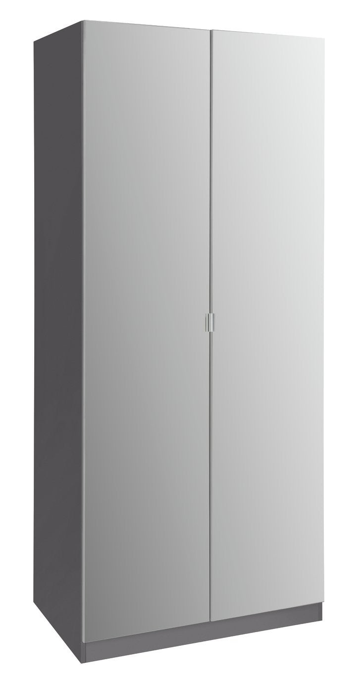Munich 2 Door Mirror Wardrobe - Anthracite | Modernity Style Walk-In Closet
