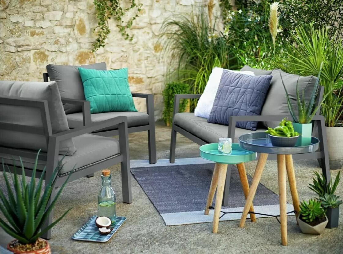 Sitges 4 Seater Aluminium Garden Sofa Set - Grey