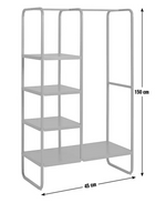 Lorelei Clothes Rail with Shelves Black | Open Wardrobe Storage Rack Furniture