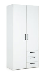 Oldham 2 Door 3 Drawer Wardrobe - White | Double door wardrobe white