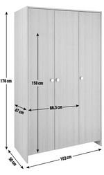 Seville 3 Door Wardrobe - Oak Effect (B Grade)