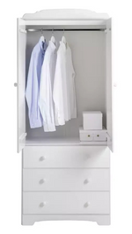 Nordic 2 Door 3 Drawer Wardrobe - White (B Grade)