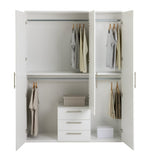 Home Brisbane 3 Door 3 Drawer Wardrobe - White | Sleek Neutral Aesthetic