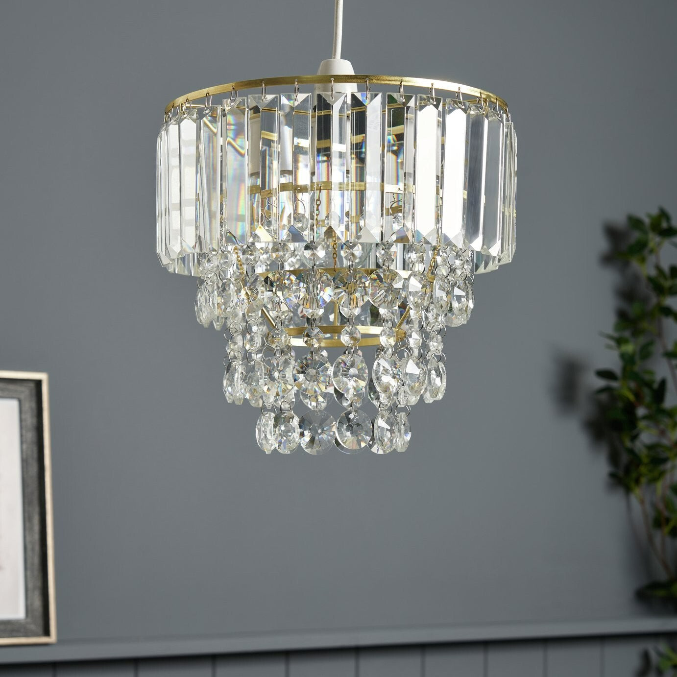 BHS Monroe Glass Easy Fit Pendant Light - Brass