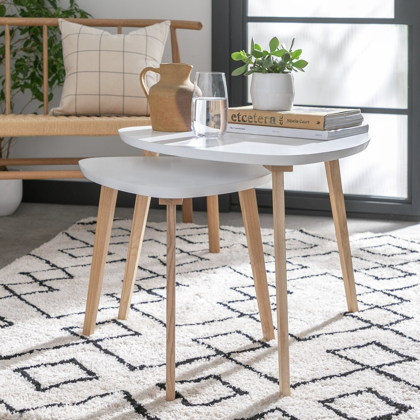 Habitat Cato Nest of 2 Tables - White ( B Grade )
