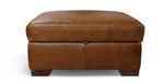 Eton Leather Storage Ottoman Footstool - Tan