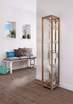 Home 1 Glass Door Display Cabinet Light Oak | Living Room Storage Cabinet Furnit