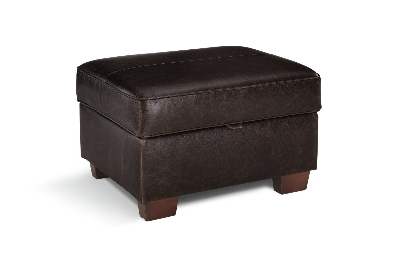 Home Salisbury Leather Storage Footstool - Chocolate | Practical Hidden Storage