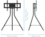 AVF TV Stand With Storage in Black - Up to 65 Inch TV Unit Tripod - 93cm Wide