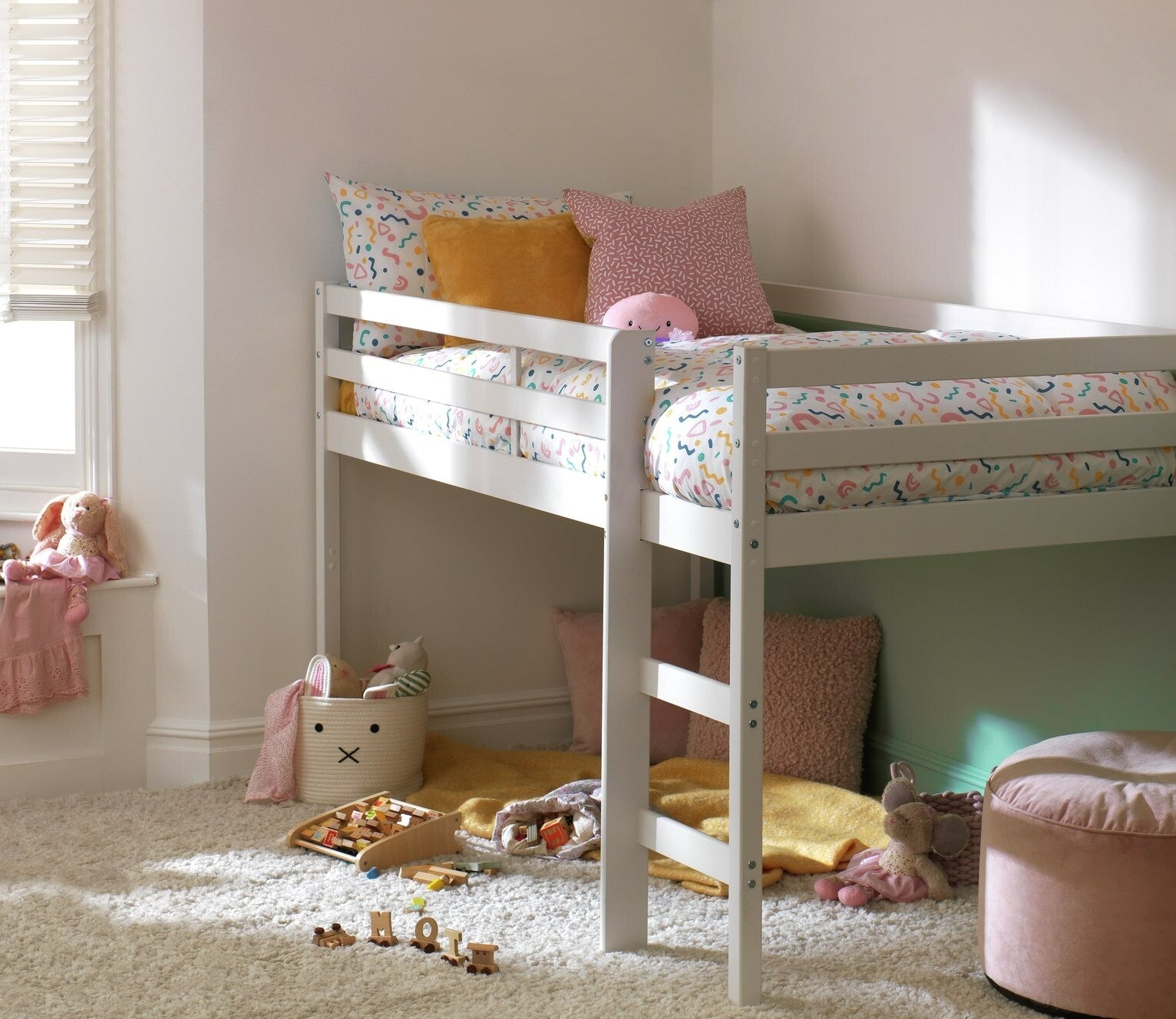 Kaycie Mid Sleeper Single Bed Frame - White