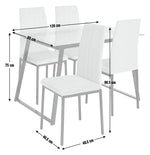 Home Tyrus Glass Dining Table & 4 Charcoal Chairs | Modern Kitchen Dining Set