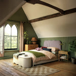 Onda Linen Kingsize Headboard - Stripe Plum | Soft Bed Backboard