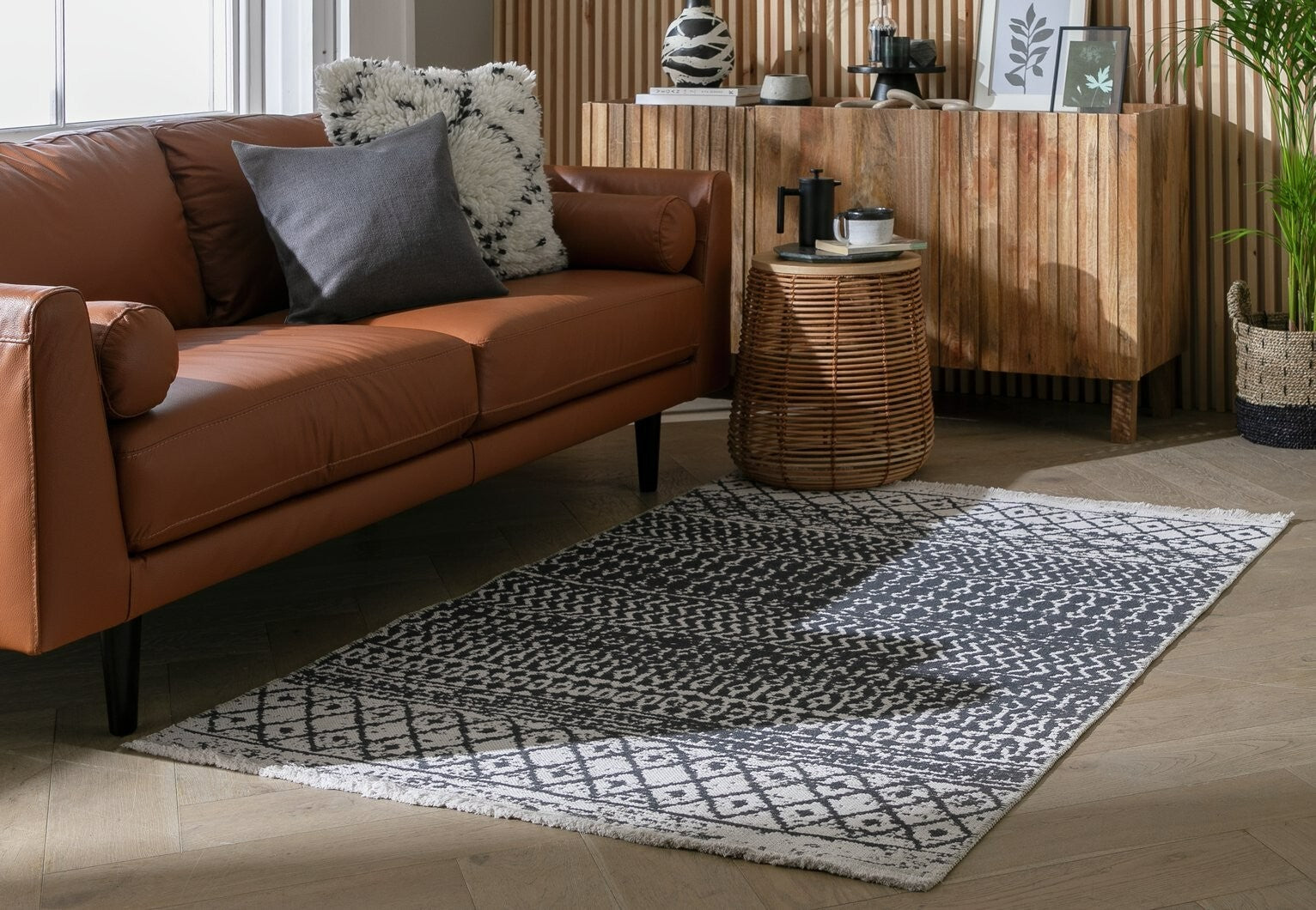 Moroccan Reversible Grey Flatweave Rug - 230x160cm