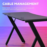 Trust GXT700 Omnius Gaming Desk - Black | Gaming Table Cup Holder Headset Hook