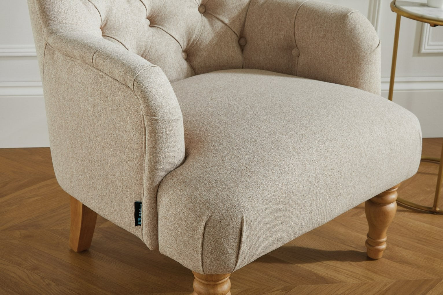 Birlea Padstow Fabric Accent Chair - Wheat |Elegant button back occasional chair