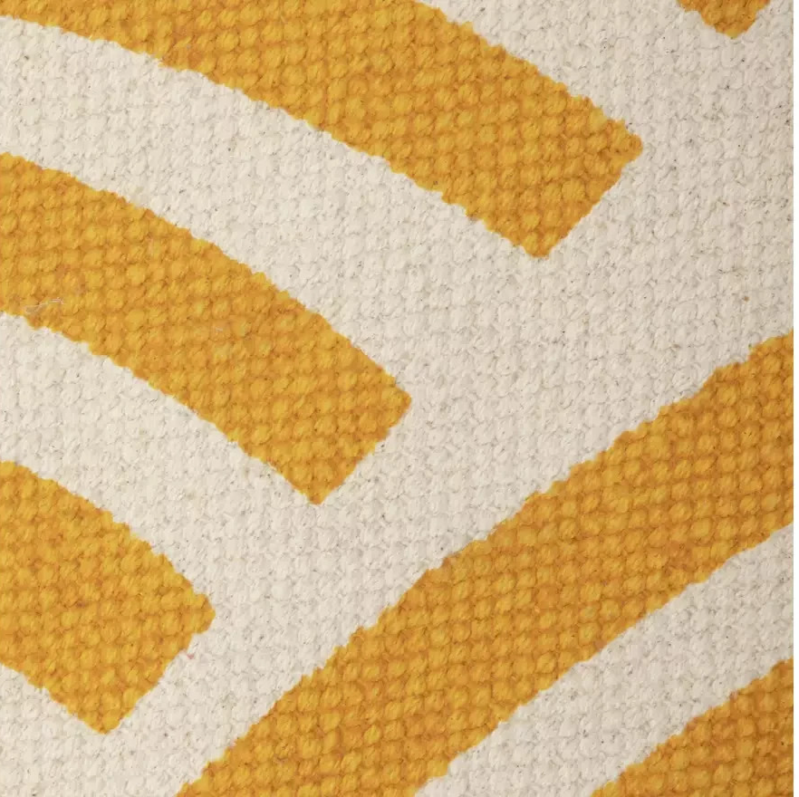 Global Swirl Yellow Cotton Rug 120x170cm | Modern Living Room Floor Rug Carpet
