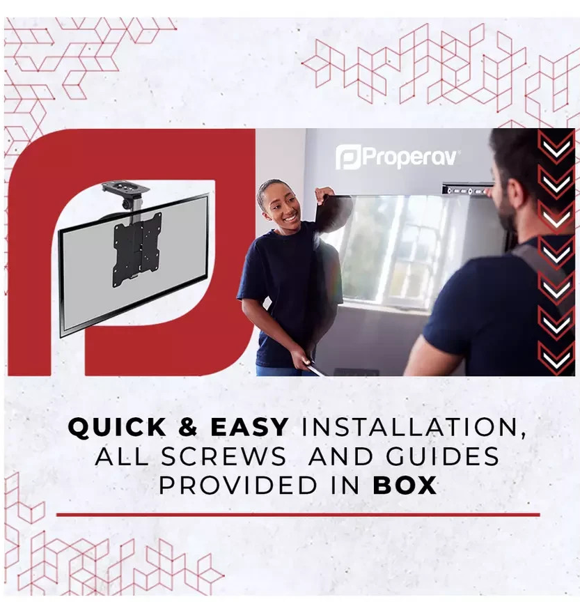 ProperAV PB093 Tilt and Swivel 23-46 Inch TV Wall Bracket | Adjustable Televisio