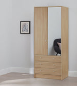 Home Malibu 2 Door 3 Drawer Wardrobe - Beech Effect | wardrobe with drawers