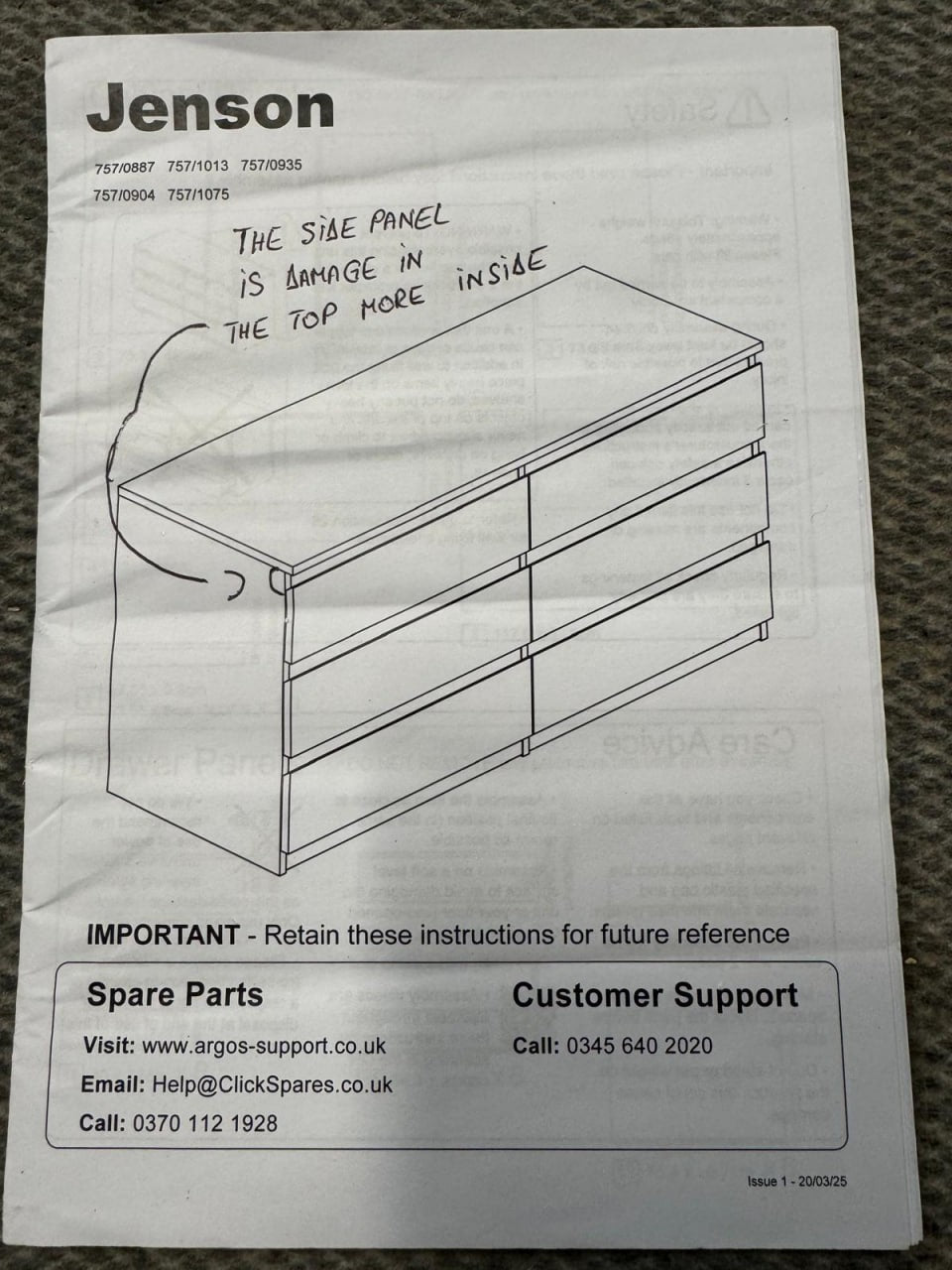 Jenson 6 Drawer Chest - Oak Effect (B GRADE 1025.)