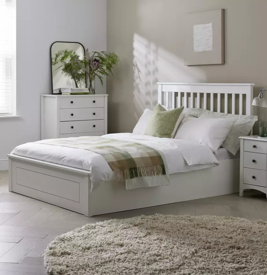 Home Aspley Small Double Wooden Ottoman - White | Space Saving Sleep Solution