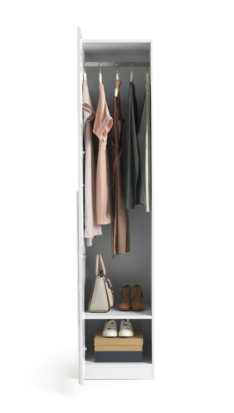 Munich 1 Door Wardrobe - White | Compact Clothing Organization