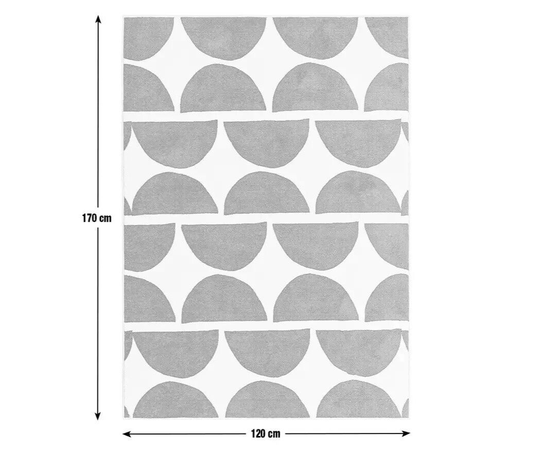 Habitat Mid Century Mini Geo Rug - Grey & White - 160x230cm