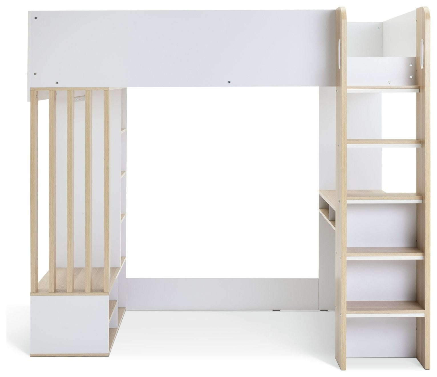 Norah Teen Slatted High Sleeper Bed Frame- White | Teen Loft Bed