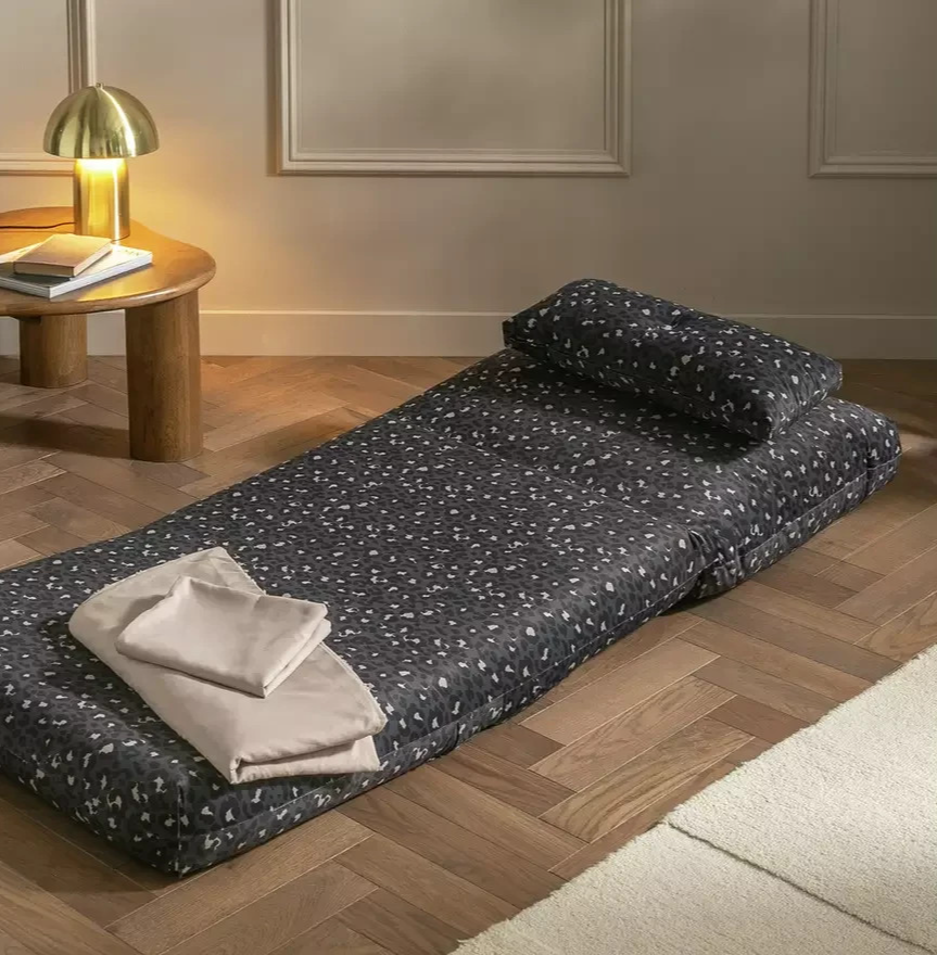 Lexi Single Fabric Chairbed Black Blue Convertible Sofa Guest Bed