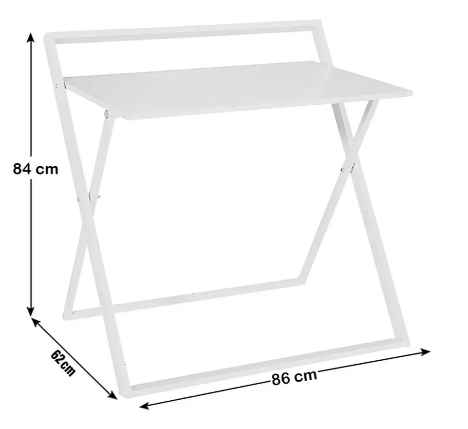 Compact Folding Office Desk White | Foldable Computer Work Table Furniture