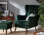 Callie Velvet Footstool - Forest Green | Plush Fabric Finish