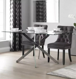 Blake Glass 6 Seater Dining Table - Chrome (B Grade 1057.)