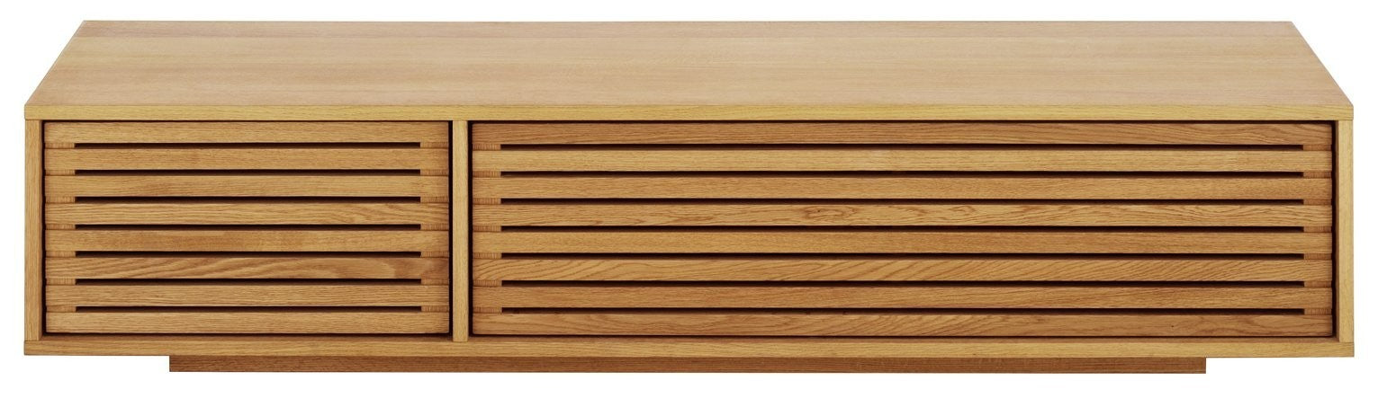 Max Slatted 2 Door TV Unit - Natural | Modern Media Console with Storage
