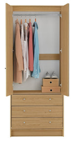 Home Malibu 2 Door 3 Drawer Wardrobe - Oak Effect | Warm Wood Aesthetic