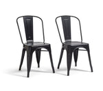 Industrial Pair of Metal Dining Chairs-Matt Black | Industrial dining chairs
