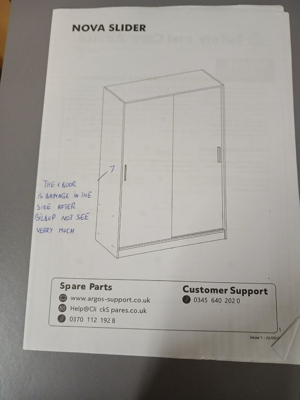 Nova 2 Door Sliding Wardrobe - White ( B Grade 1121)