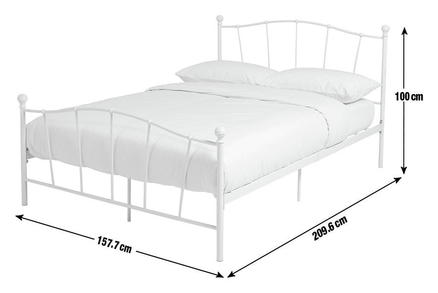 Home Fleur Kingsize Metal Bed Frame White | Modern Furniture Bed with Mattress
