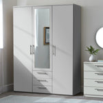 Home Brisbane 3 Door 3 Drawer Wardrobe – Grey | Sleek Neutral Aesthetic