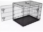 Double Door 30 Inch Pet Cage Medium | Metal Dog Crate Animal Kennel Furniture